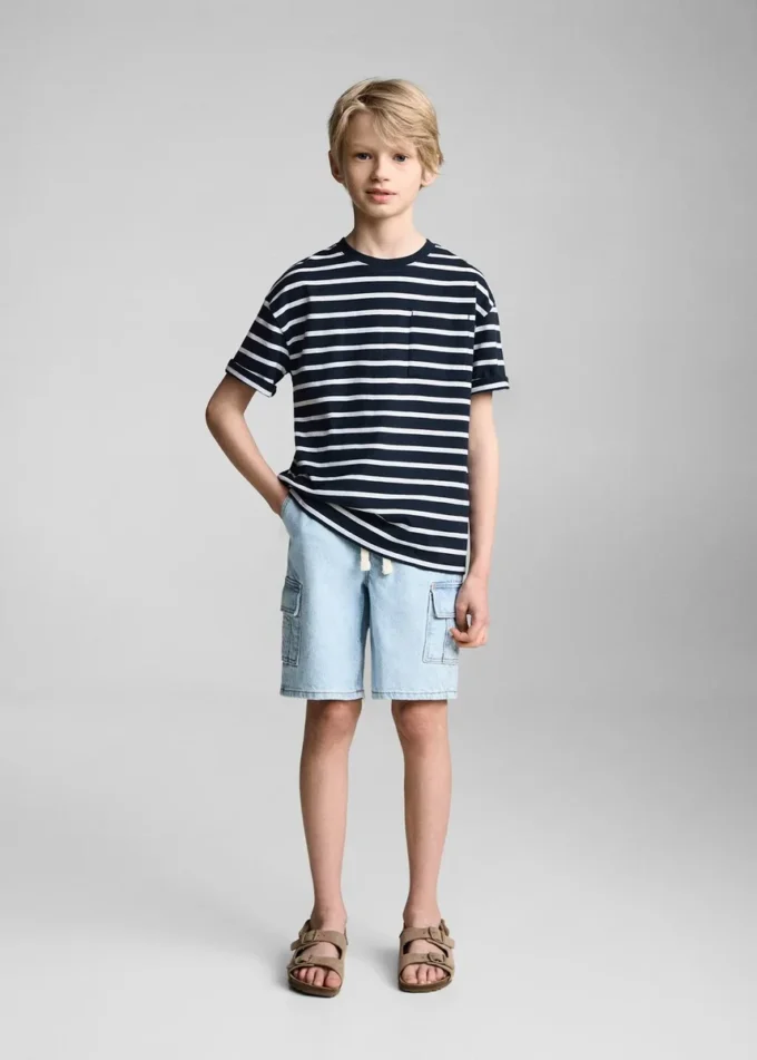 Gestreiftes Baumwoll-T-Shirt Gestreiftes Baumwoll-T-Shirt
