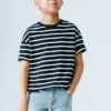 Gestreiftes Baumwoll-T-Shirt Gestreiftes Baumwoll-T-Shirt