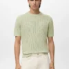 Gestreiftes Baumwoll-T-Shirt mit Lochmuster Gestreiftes Baumwoll-T-Shirt mit Lochmuster