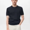 Gestreiftes Baumwoll-T-Shirt mit Lochmuster Gestreiftes Baumwoll-T-Shirt mit Lochmuster
