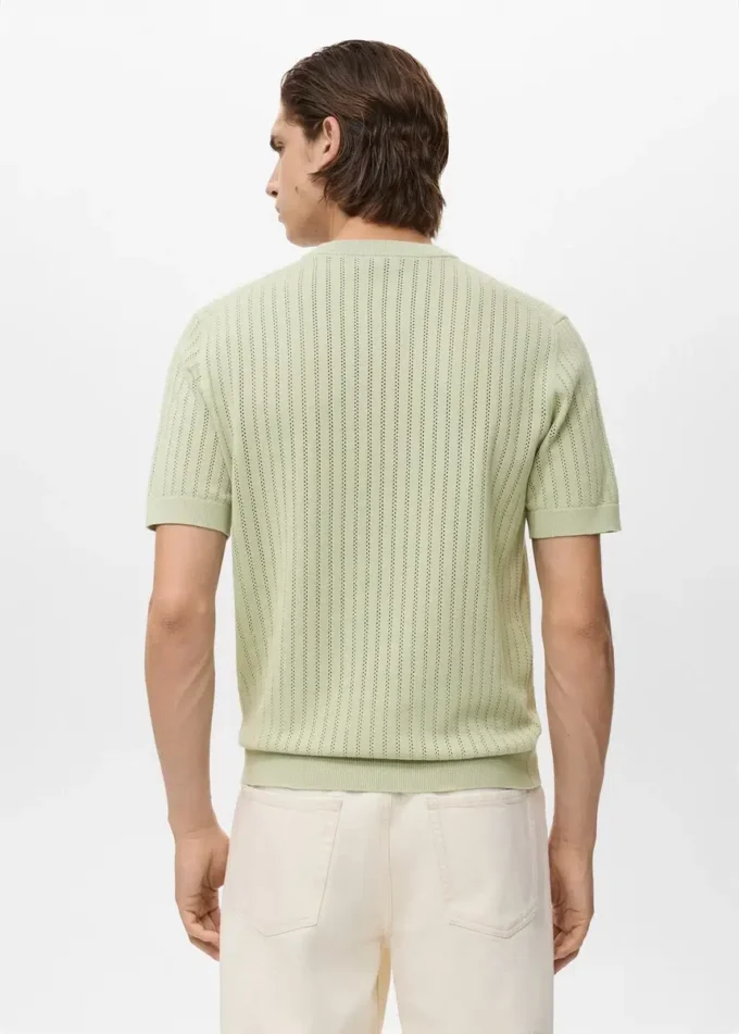 Gestreiftes Baumwoll-T-Shirt mit Lochmuster Gestreiftes Baumwoll-T-Shirt mit Lochmuster