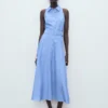 Gestreiftes Hemdkleid aus Leinenmischung Gestreiftes Hemdkleid aus Leinenmischung