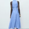 Gestreiftes Hemdkleid aus Leinenmischung Gestreiftes Hemdkleid aus Leinenmischung