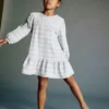 Gestreiftes Kleid aus Baumwollmischung Gestreiftes Kleid aus Baumwollmischung