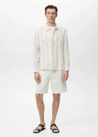 Gestreiftes Leinen-Overshirt