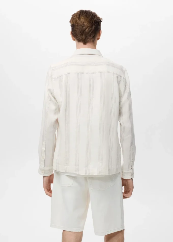 Gestreiftes Leinen-Overshirt Gestreiftes Leinen-Overshirt
