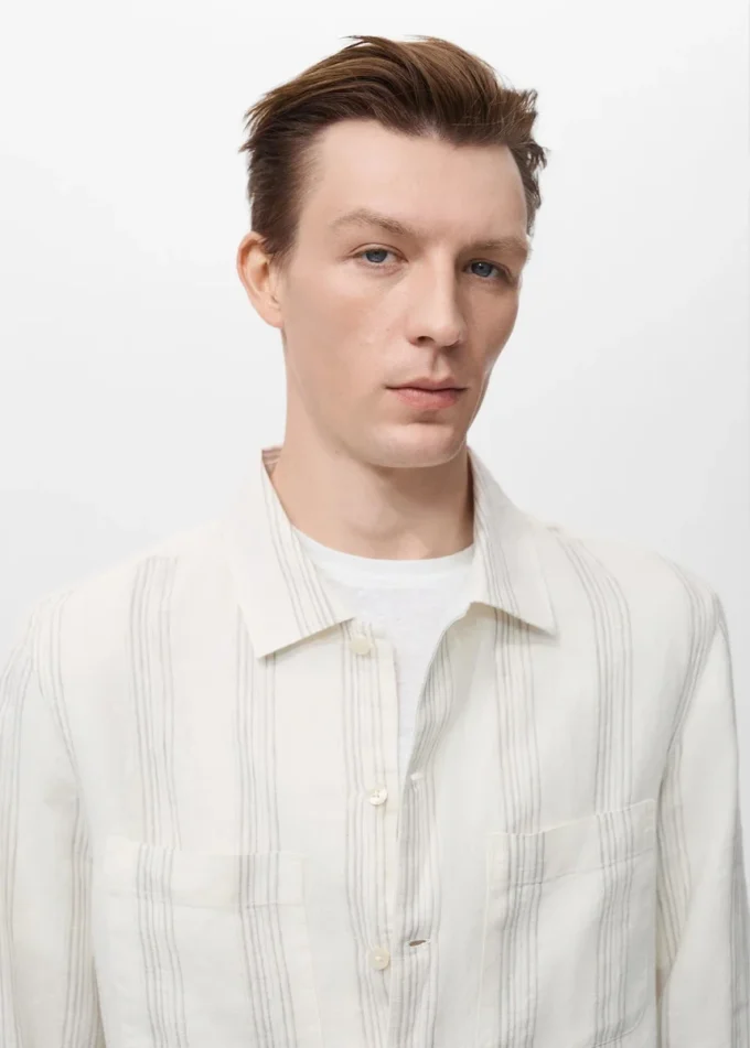 Gestreiftes Leinen-Overshirt Gestreiftes Leinen-Overshirt