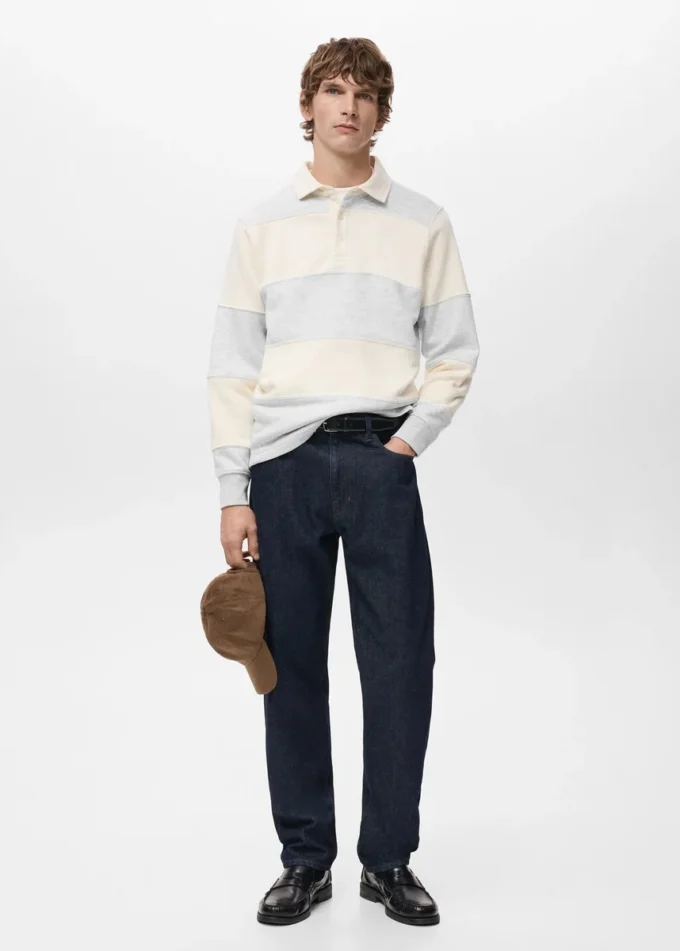 Gestreiftes Polo-Sweatshirt Gestreiftes Polo-Sweatshirt