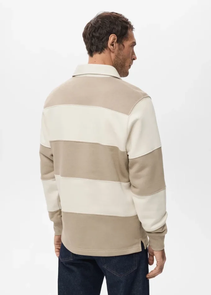 Gestreiftes Polo-Sweatshirt Gestreiftes Polo-Sweatshirt