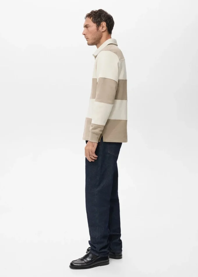 Gestreiftes Polo-Sweatshirt Gestreiftes Polo-Sweatshirt