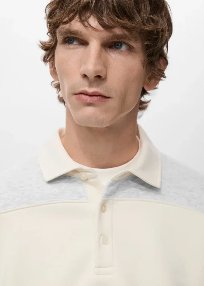 Gestreiftes Polo-Sweatshirt Gestreiftes Polo-Sweatshirt