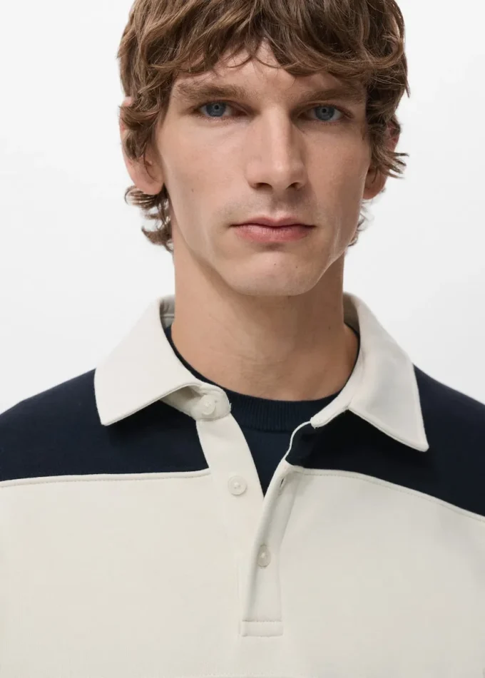 Gestreiftes Polo-Sweatshirt Gestreiftes Polo-Sweatshirt