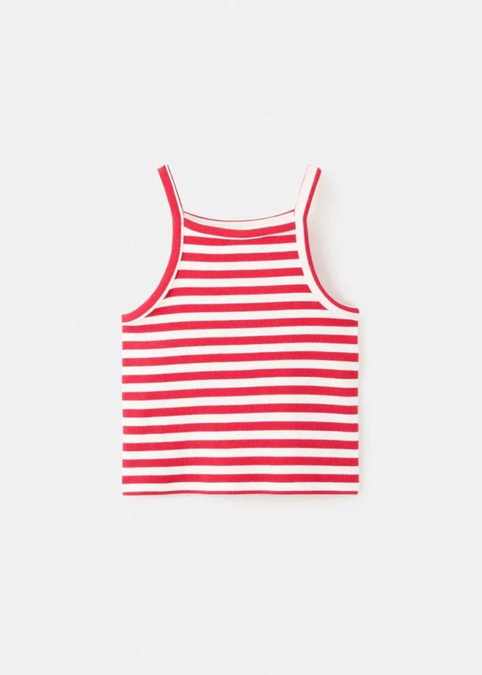 Gestreiftes Ripp-T-Shirt Gestreiftes Ripp-T-Shirt