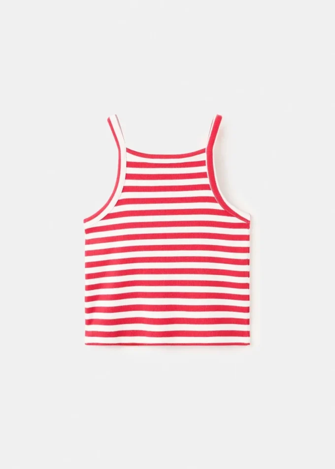 Gestreiftes Ripp-T-Shirt Gestreiftes Ripp-T-Shirt