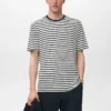 Gestreiftes, schmal geschnittenes Leinen-T-Shirt