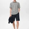 Gestreiftes, schmal geschnittenes Leinen-T-Shirt