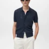 Gestreiftes Strickhemd mit Spitzenmuster Gestreiftes Strickhemd mit Spitzenmuster
