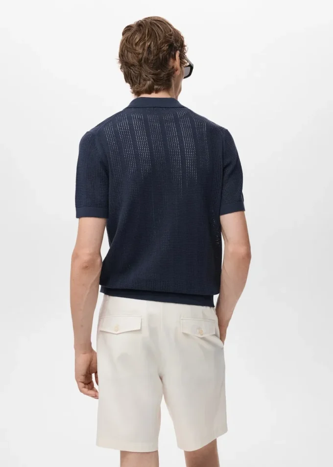 Gestreiftes Strickhemd mit Spitzenmuster Gestreiftes Strickhemd mit Spitzenmuster