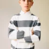 Gestreiftes Sweatshirt aus Baumwollmischung Gestreiftes Sweatshirt aus Baumwollmischung