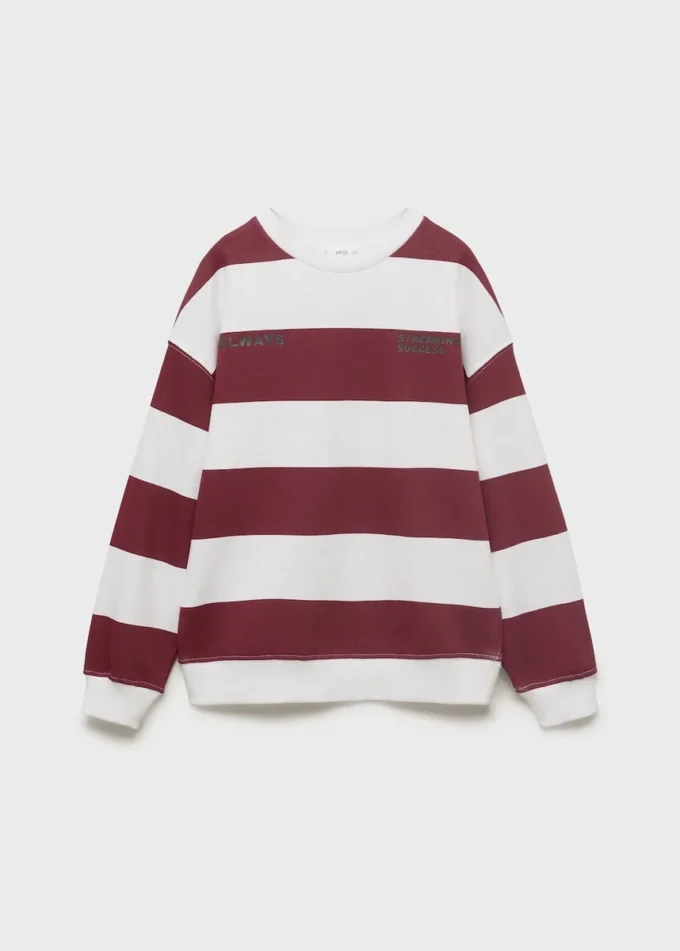 Gestreiftes Sweatshirt aus Baumwollmischung Gestreiftes Sweatshirt aus Baumwollmischung