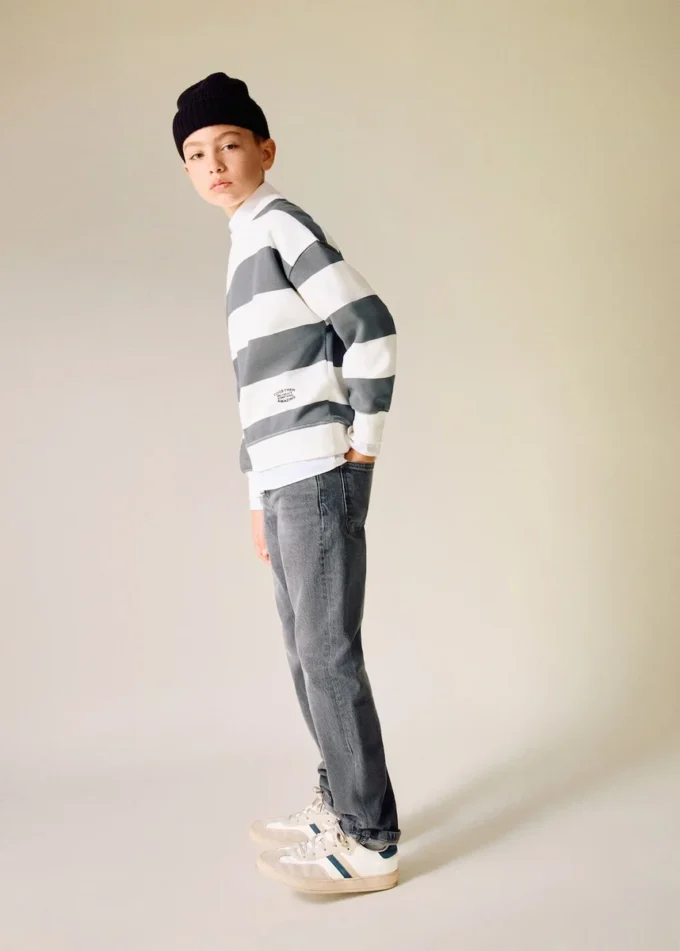 Gestreiftes Sweatshirt aus Baumwollmischung Gestreiftes Sweatshirt aus Baumwollmischung