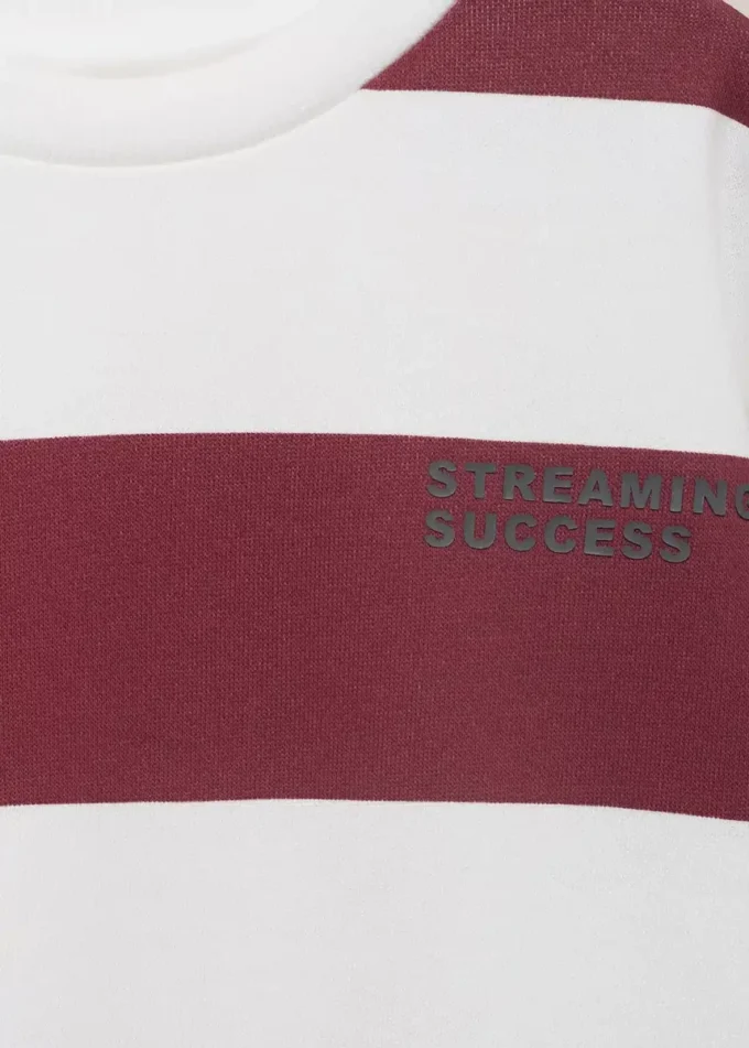 Gestreiftes Sweatshirt aus Baumwollmischung Gestreiftes Sweatshirt aus Baumwollmischung