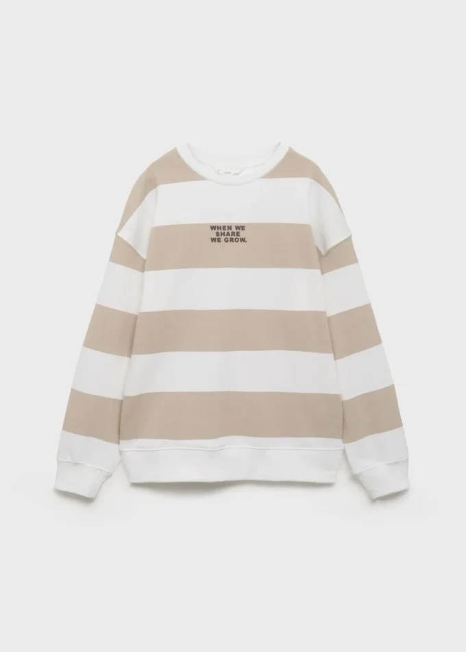 Gestreiftes Sweatshirt aus Baumwollmischung Gestreiftes Sweatshirt aus Baumwollmischung