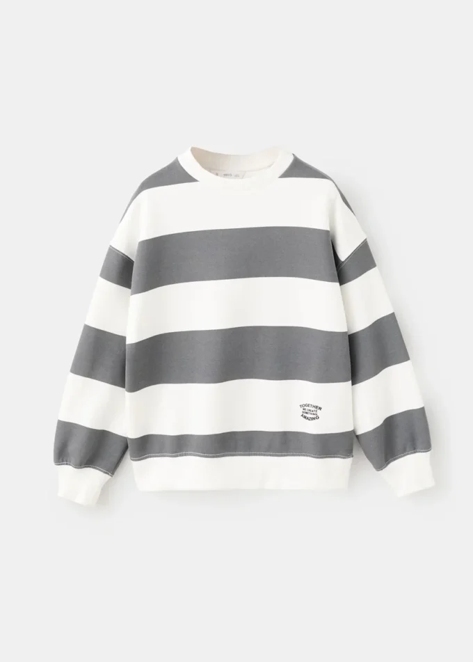 Gestreiftes Sweatshirt aus Baumwollmischung Gestreiftes Sweatshirt aus Baumwollmischung