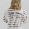 Gestreiftes Sweatshirt mit aufgedrucktem Slogan