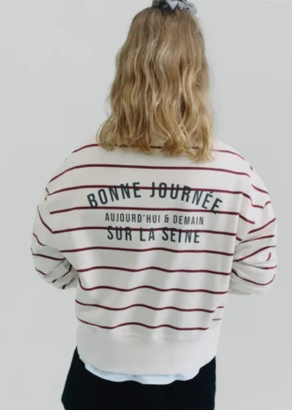 Gestreiftes Sweatshirt mit aufgedrucktem Slogan