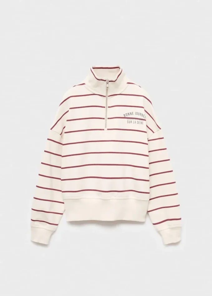 Gestreiftes Sweatshirt mit aufgedrucktem Slogan