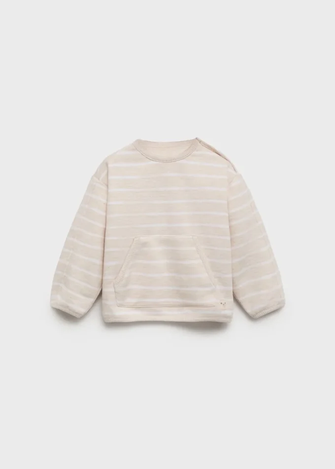 Gestreiftes Sweatshirt mit Knopfdetail