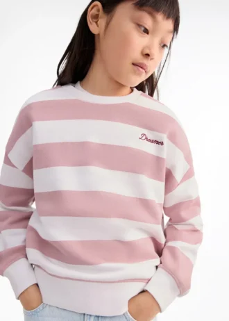 Gestreiftes Sweatshirt mit Stickerei
