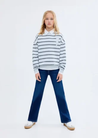 Gestreiftes Sweatshirt mit Stickerei