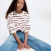 Gestreiftes Sweatshirt mit Stickerei