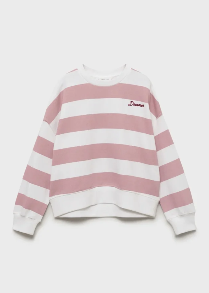 Gestreiftes Sweatshirt mit Stickerei Gestreiftes Sweatshirt mit Stickerei