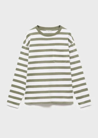 Gestreiftes T-Shirt mit Brusttasche Gestreiftes T-Shirt mit Brusttasche