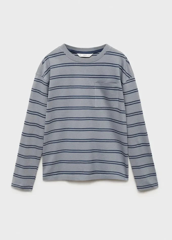 Gestreiftes T-Shirt mit Brusttasche Gestreiftes T-Shirt mit Brusttasche
