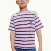 Gestreiftes T-Shirt mit Stickerei Gestreiftes T-Shirt mit Stickerei