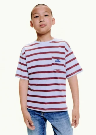 Gestreiftes T-Shirt mit Stickerei
