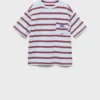 Gestreiftes T-Shirt mit Stickerei Gestreiftes T-Shirt mit Stickerei
