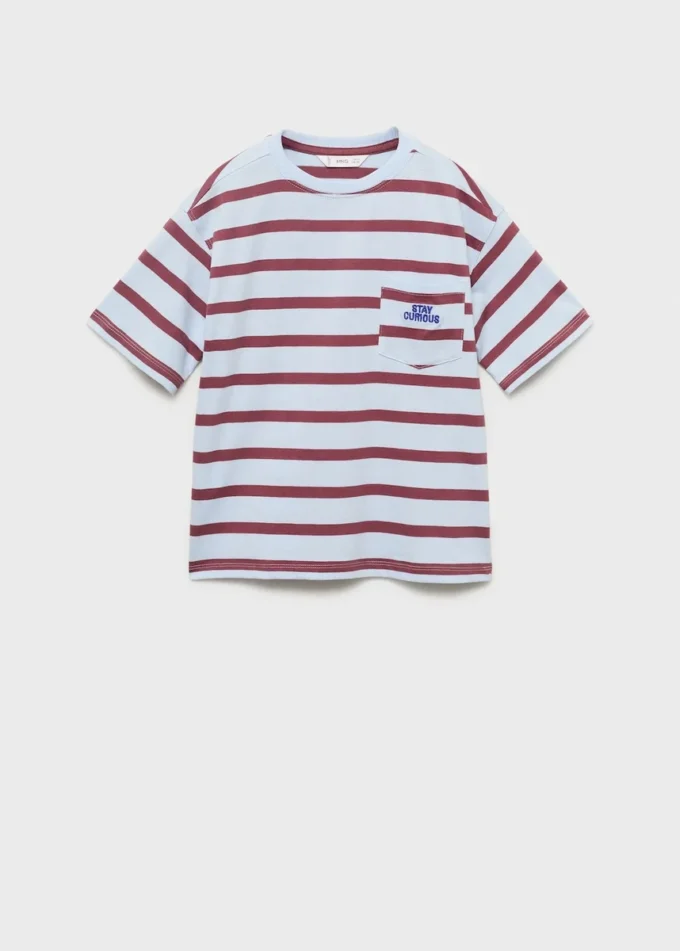 Gestreiftes T-Shirt mit Stickerei Gestreiftes T-Shirt mit Stickerei