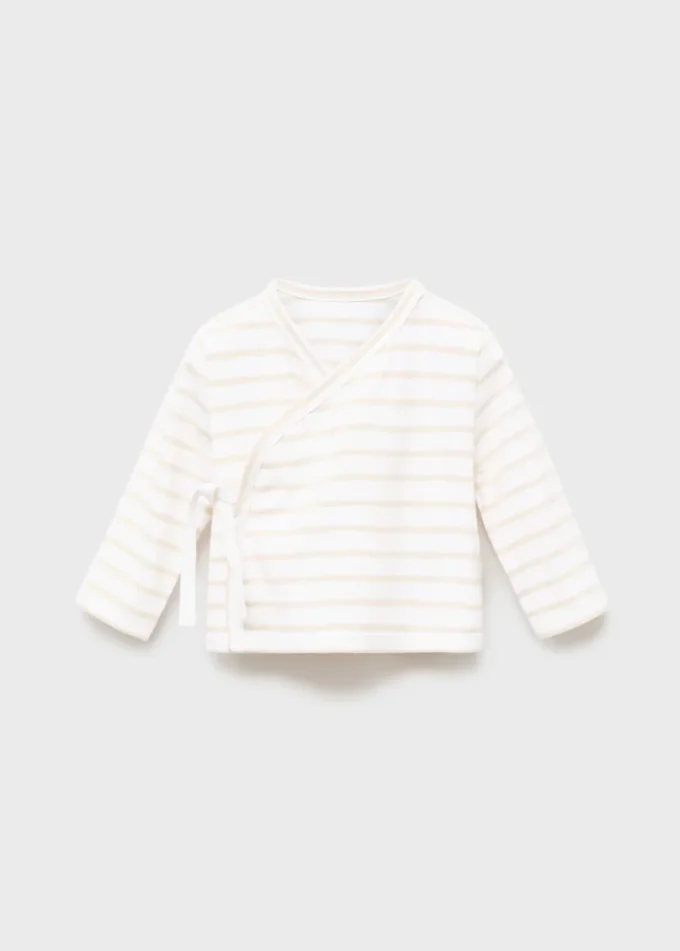 Gestreiftes Wickel-T-Shirt Gestreiftes Wickel-T-Shirt