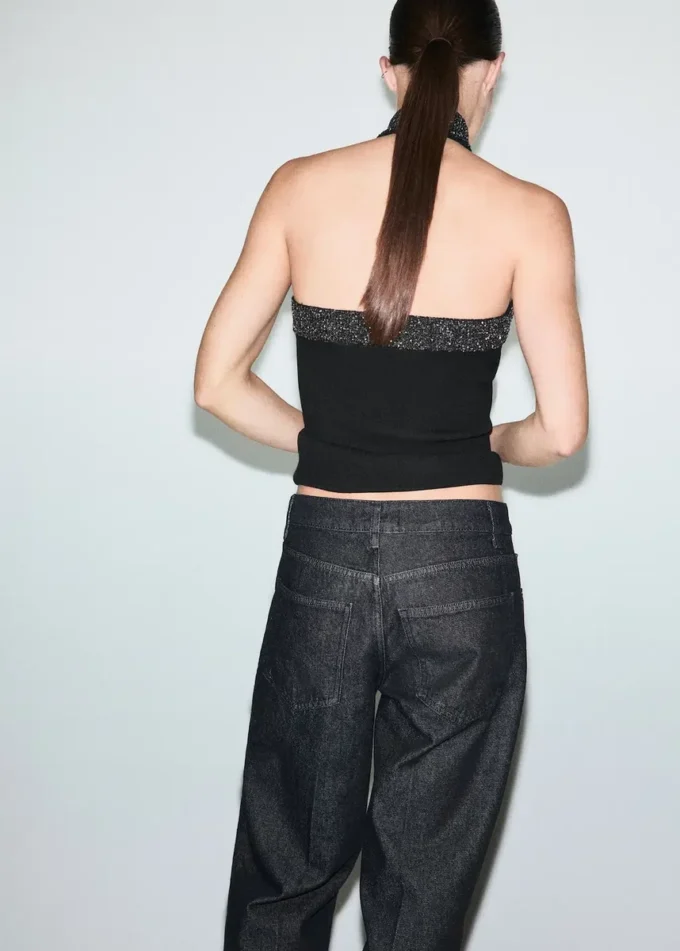 Glitzer-Top mit Neckholder-Ausschnitt Glitzer-Top mit Neckholder-Ausschnitt
