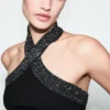 Glitzer-Top mit Neckholder-Ausschnitt Glitzer-Top mit Neckholder-Ausschnitt