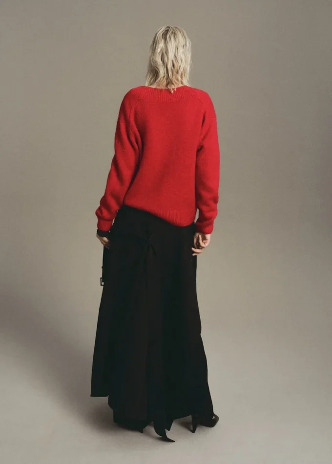Grobstrickpullover mit V-Ausschnitt