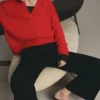 Grobstrickpullover mit V-Ausschnitt