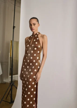 Halterkleid mit Strass-Polka-Dots