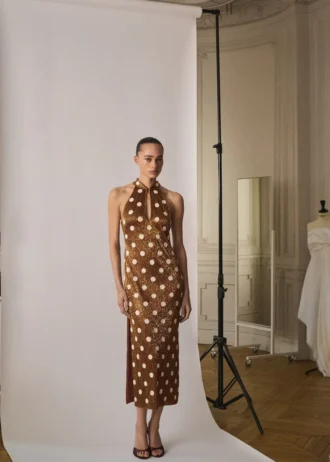Halterkleid mit Strass-Polka-Dots