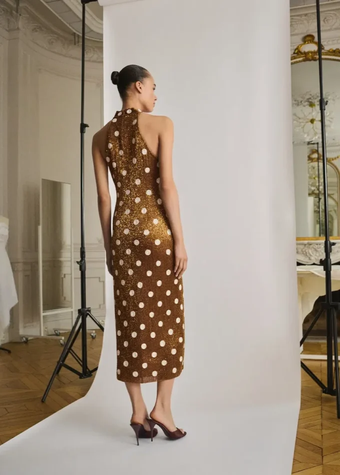 Halterkleid mit Strass-Polka-Dots
